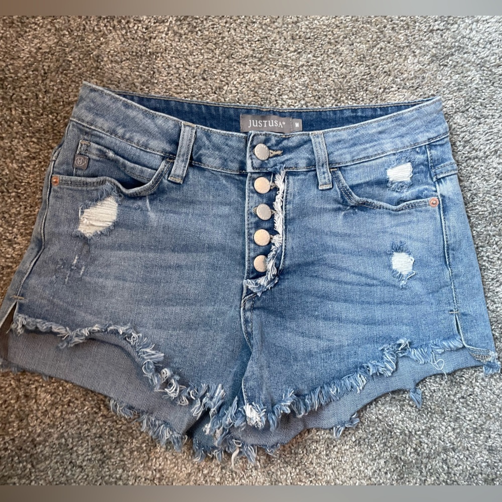 Just USA Distressed Blue Denim Shorts